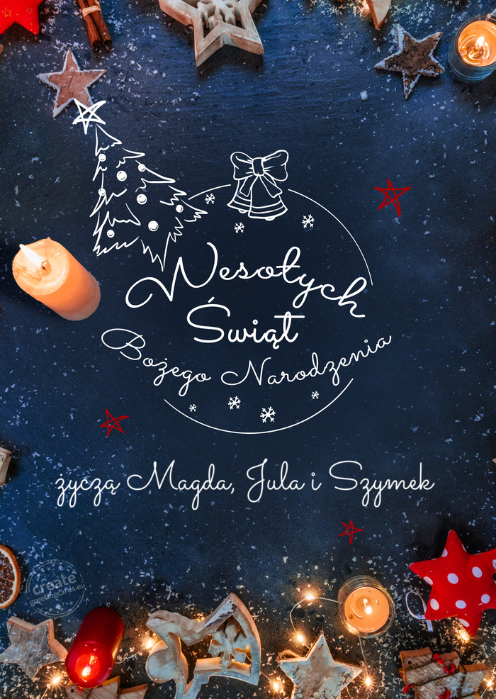 Wesołych Świąt bożego narodzenia życzą Magda, Jula i Szymek