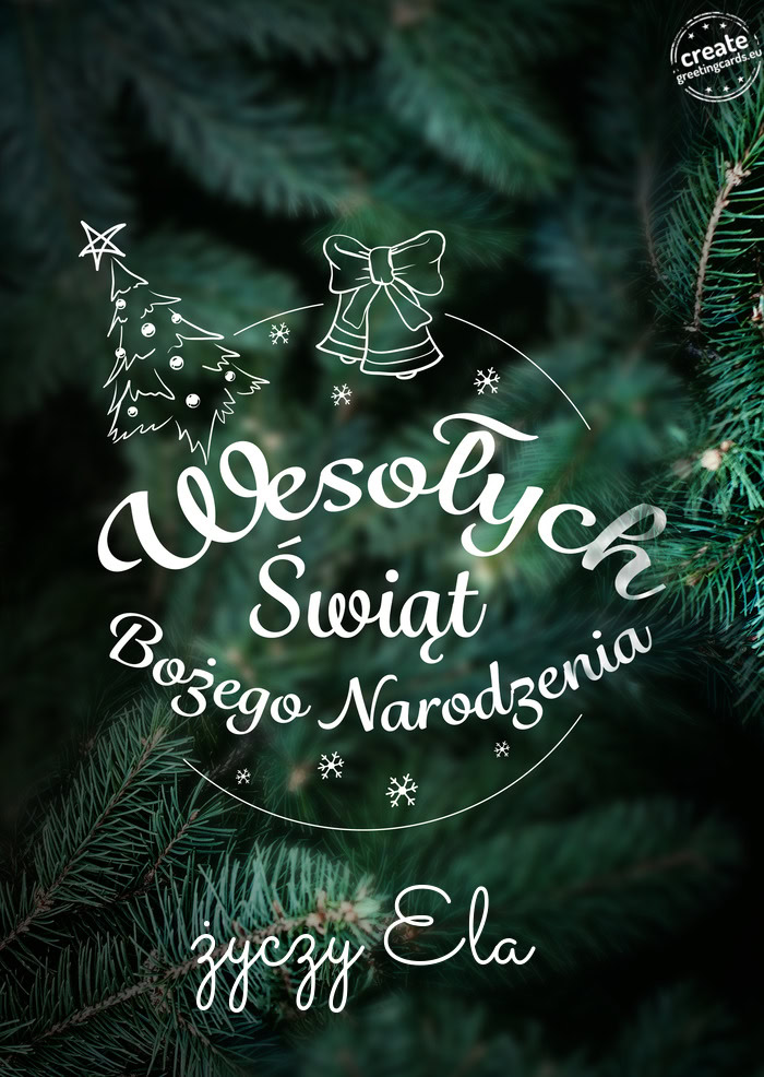 Wesołych Świat Bożego Narodzenia życzy Ela