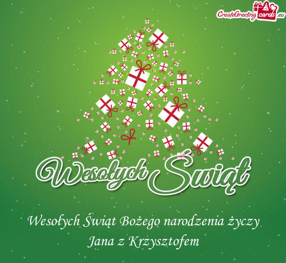 Wesołych Świąt Bożego narodzenia życzy Jana z Krzysztofem