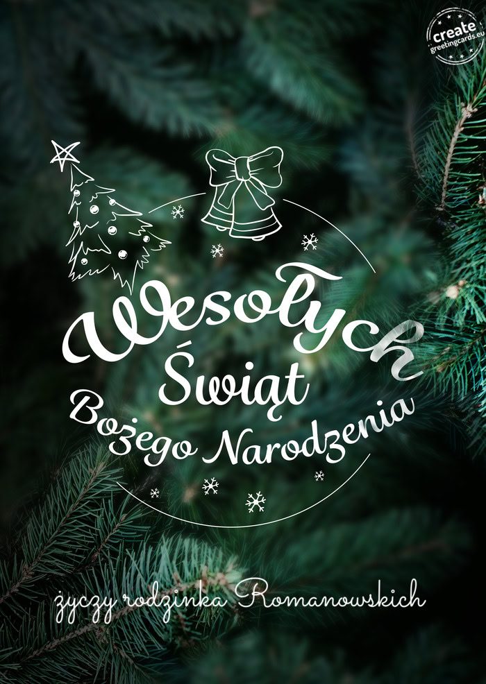 Wesołych Świat Bożego Narodzenia życzy rodzinka Romanowskich