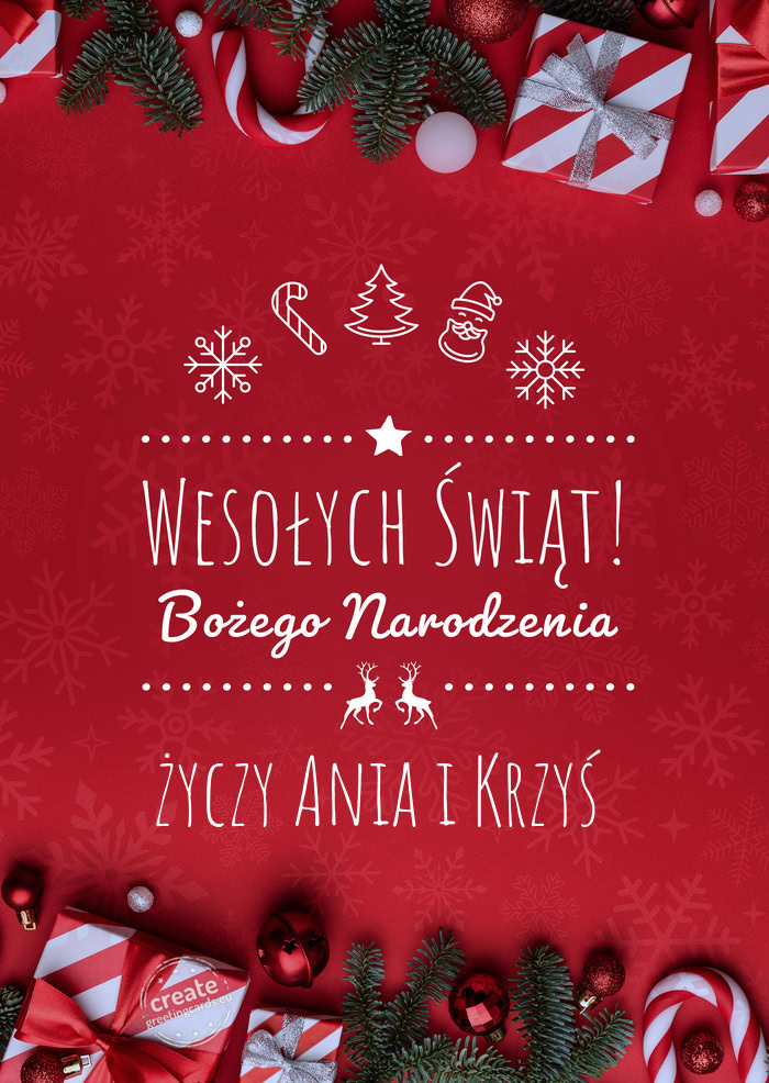 Wesołych Świąt Bożego NarodzeniaAnia i Krzyś