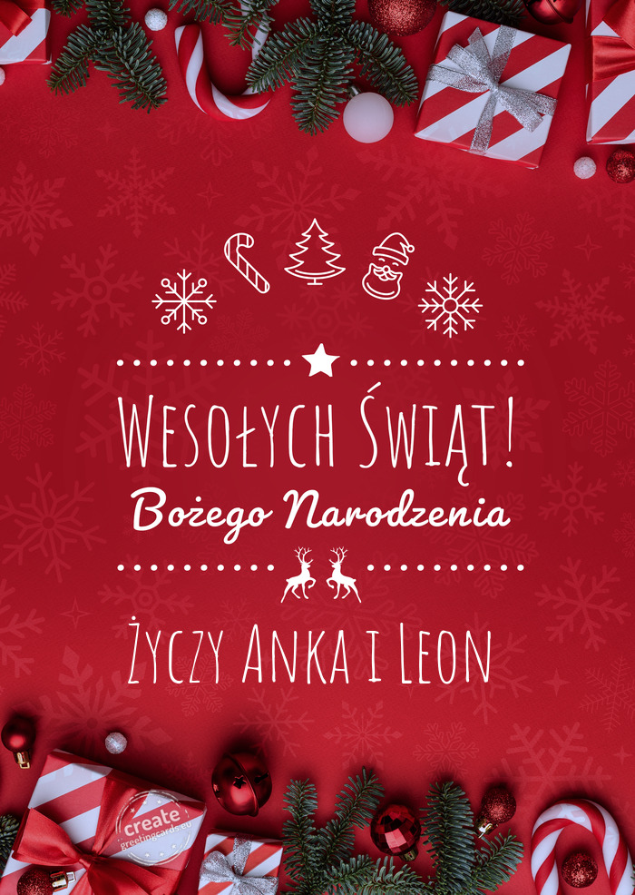 Wesołych Świąt Bożego NarodzeniaAnka i Leon