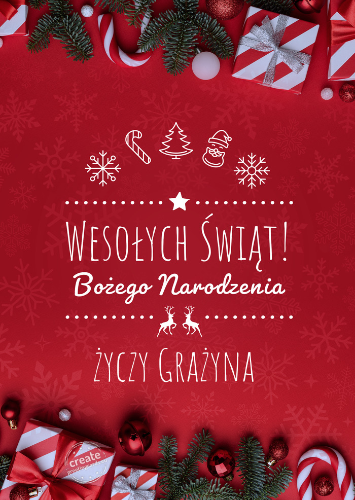 Wesołych Świąt Bożego NarodzeniaGrażyna