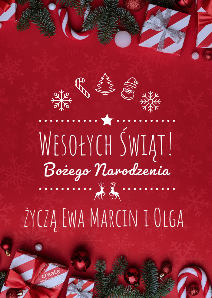 Wesołych Świąt Bożego Narodzeniażyczą Ewa Marcin i Olga