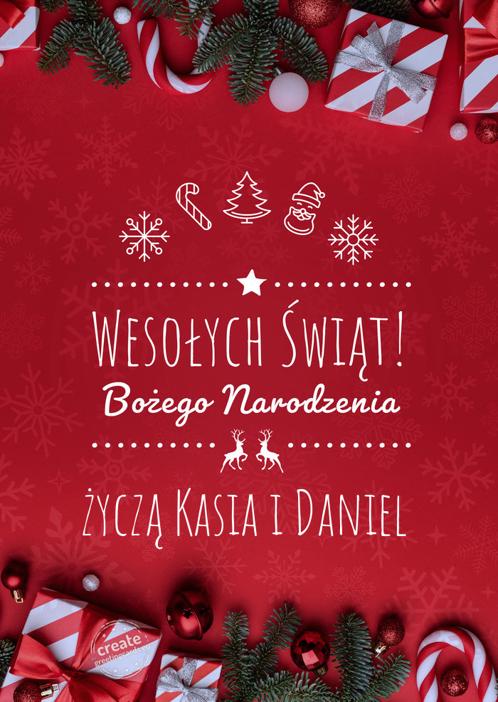 Wesołych Świąt Bożego Narodzeniażyczą Kasia i Daniel