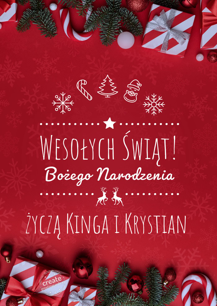 Wesołych Świąt Bożego Narodzeniażyczą Kinga i Krystian