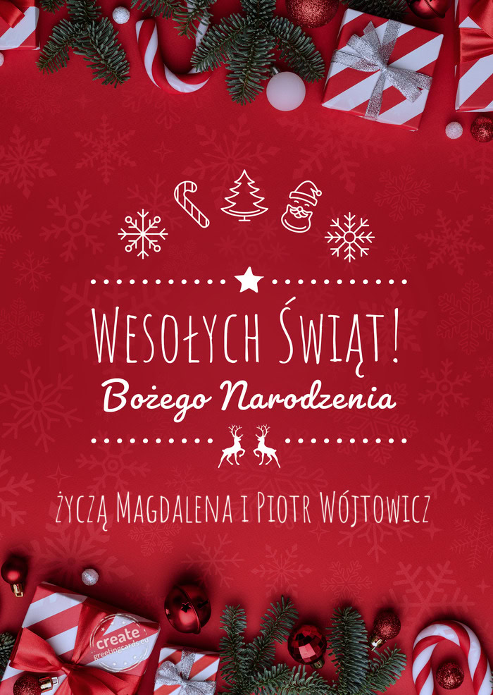 Wesołych Świąt Bożego Narodzeniażyczą Magdalena i Piotr Wójtowicz