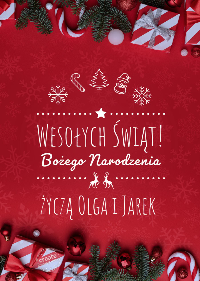 Wesołych Świąt Bożego Narodzeniażyczą Olga i Jarek