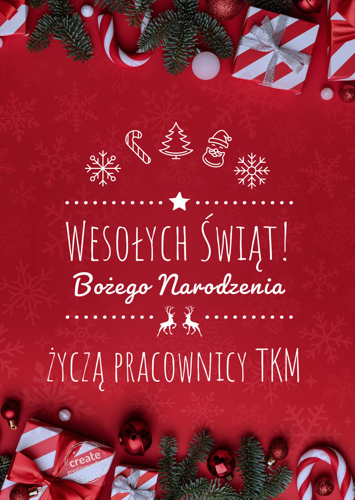 Wesołych Świąt Bożego Narodzeniażyczą pracownicy TKM
