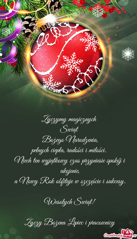 Wesołych Świąt! Bożena Lipiec i pracownicy