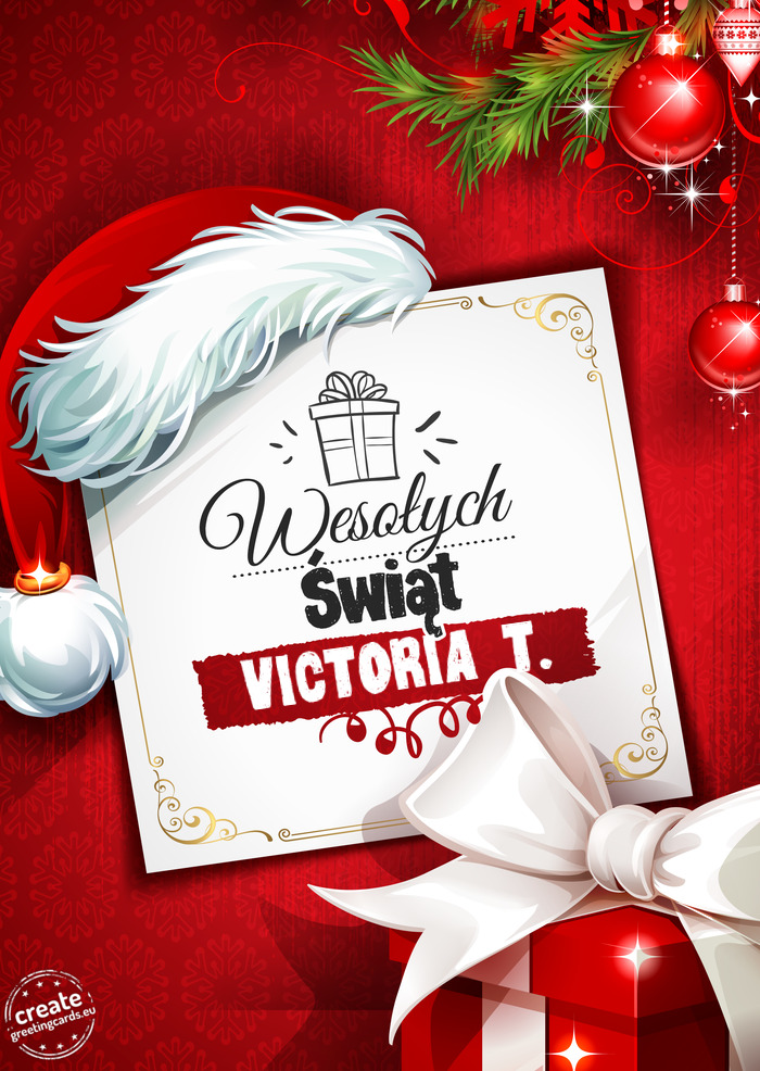 Wesołych Świąt Bożonarodzeniowych VICTORIA T