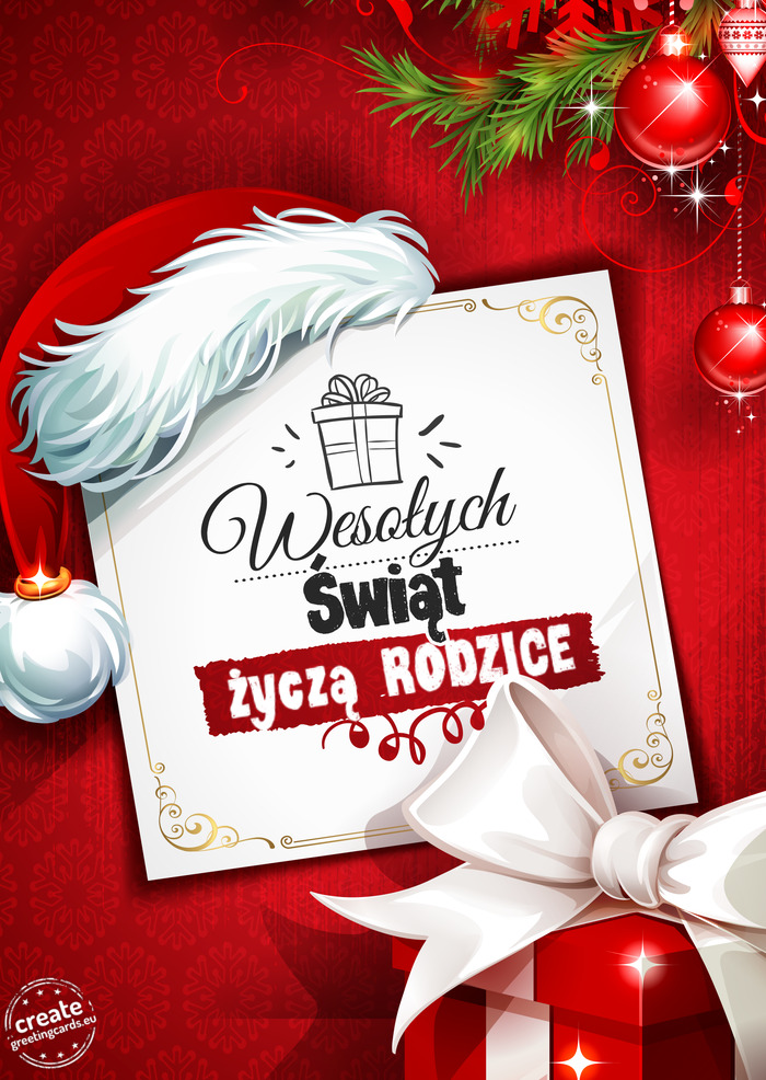 Wesołych Świąt Bożonarodzeniowych życzą RODZICE