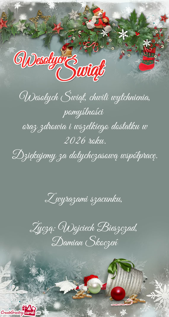 Wesołych Świąt, chwili wytchnienia, pomyślności