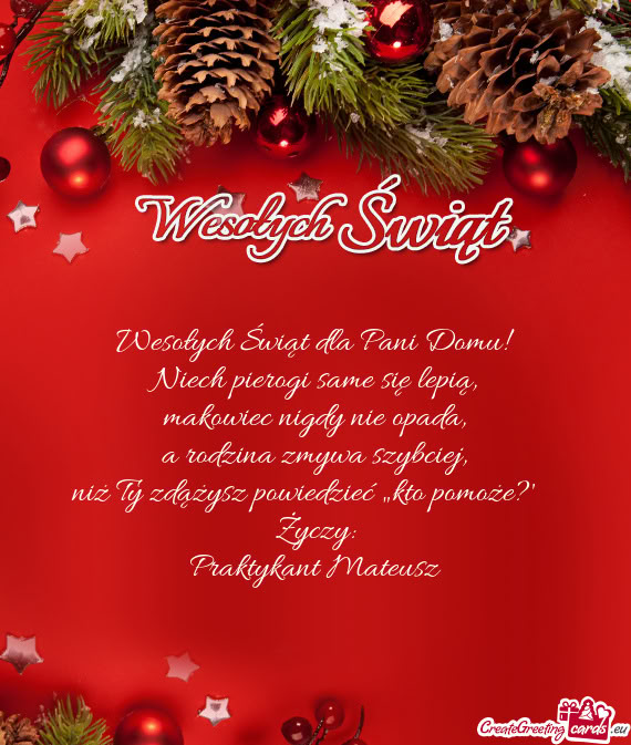 Wesołych Świąt dla Pani Domu