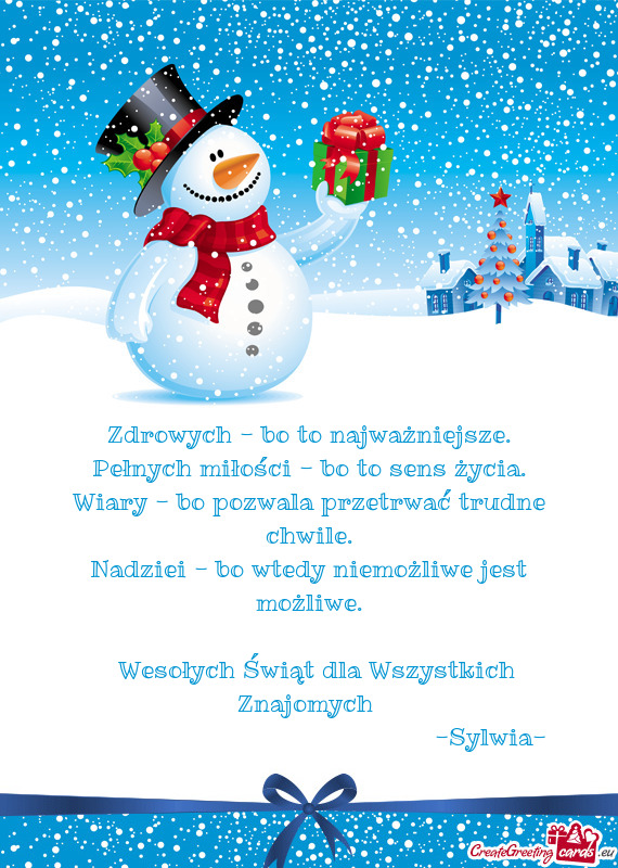 Wesołych Świąt dla Wszystkich Znajomych
