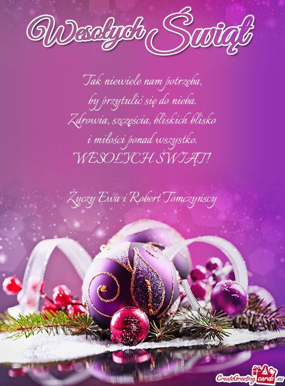 WESOŁYCH ŚWIĄT! Ewa i Robert Tomczyńscy