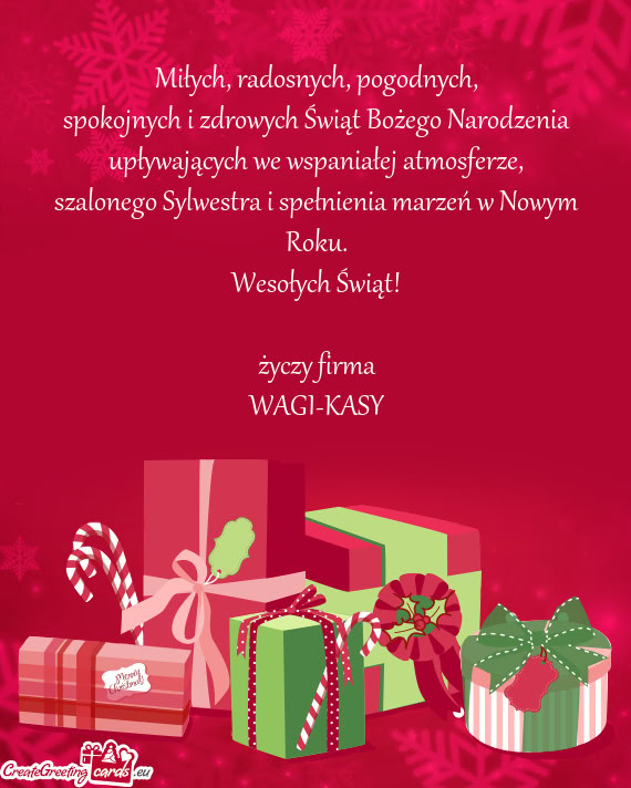 Wesołych Świąt! firma WAGI-KASY