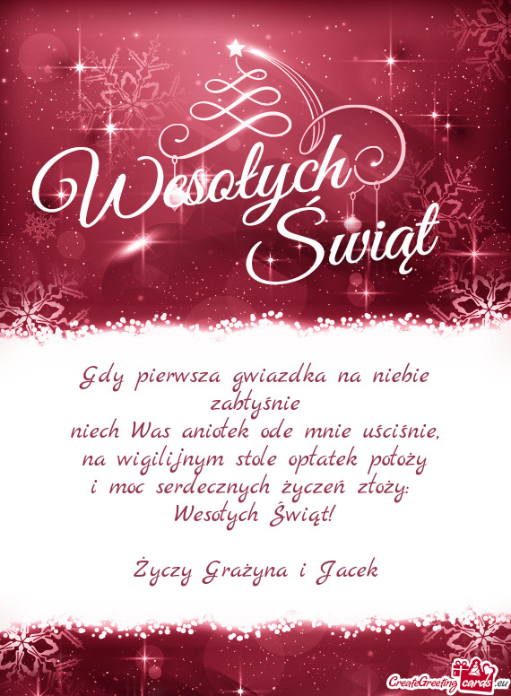 Wesołych Świąt! Grażyna i Jacek