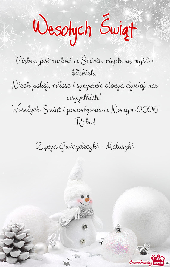 Wesołych Świąt i powodzenia w Nowym 2026 Roku