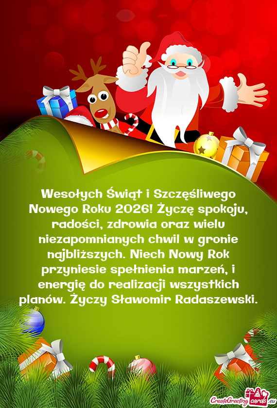 Wesołych Świąt i Szczęśliwego Nowego Roku 2026! Życzę spokoju, radości, zdrowia oraz wielu n