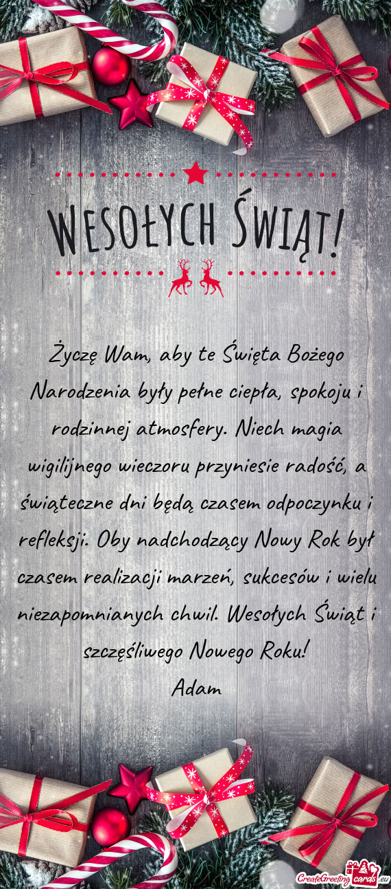 Wesołych Świąt i szczęśliwego Nowego Roku! Adam