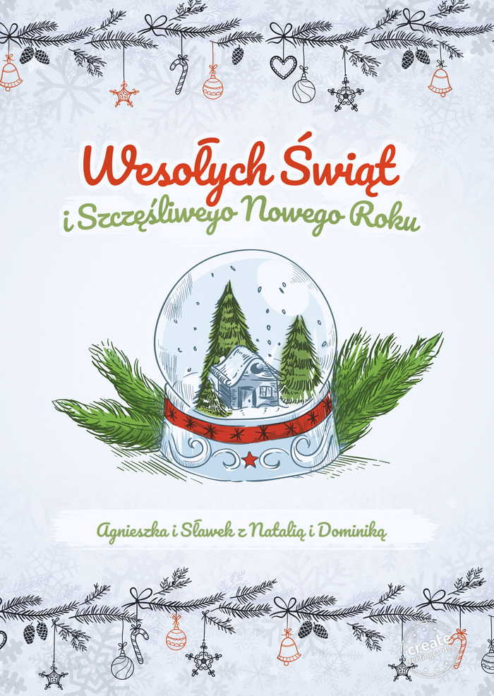 Wesołych Świąt i szczęśliwego nowego roku Agnieszka i Sławek z Natalią i Dominiką 🌲