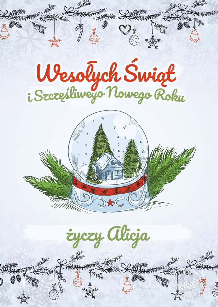 Wesołych Świąt i szczęśliwego nowego roku Alicja