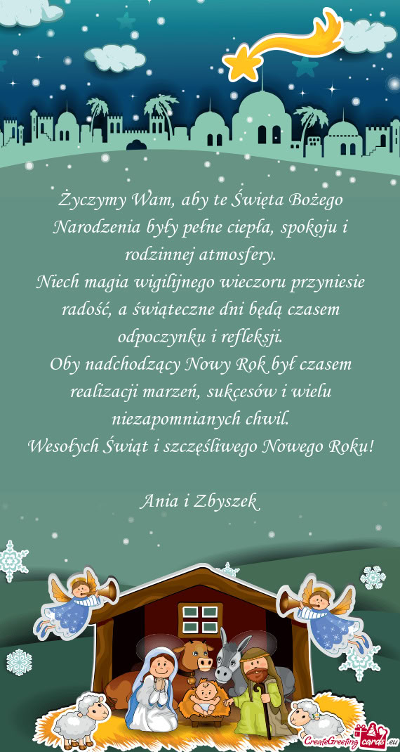 Wesołych Świąt i szczęśliwego Nowego Roku! Ania i Zbyszek