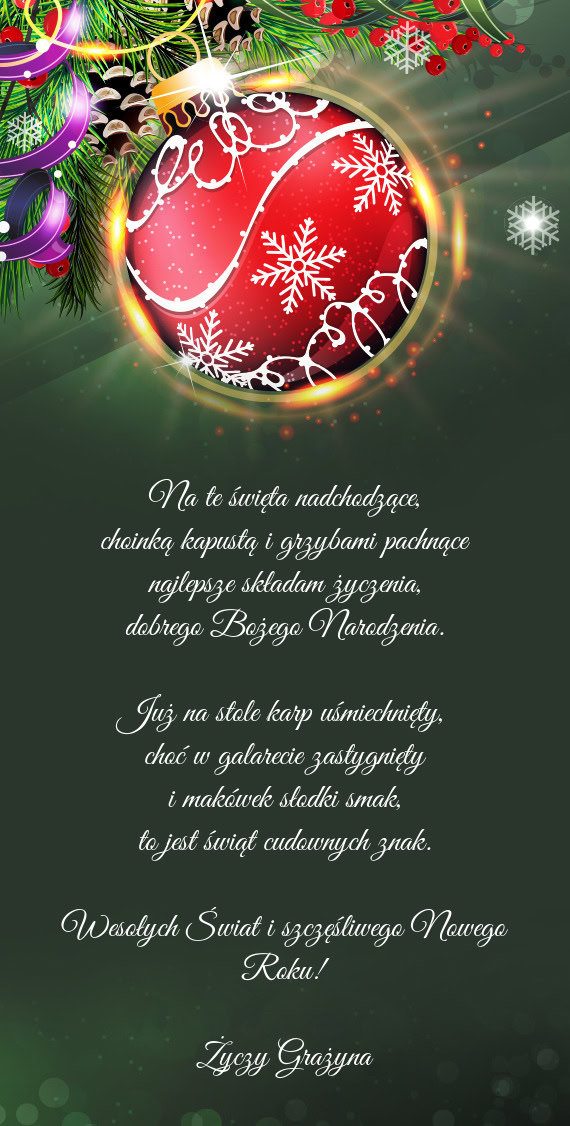 Wesołych Świat i szczęśliwego Nowego Roku! Grażyna