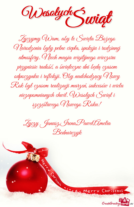 Wesołych Świąt i szczęśliwego Nowego Roku! Janusz