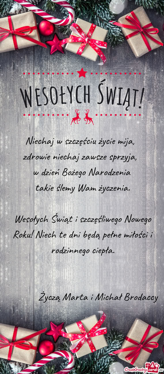 Wesołych Świąt i szczęśliwego Nowego Roku! Niech te dni będą pełne miłości i rodzinnego ci