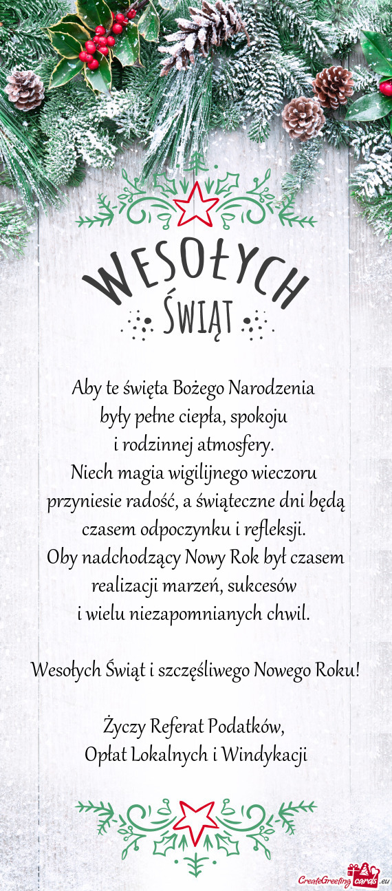 Wesołych Świąt i szczęśliwego Nowego Roku! Referat Podatków