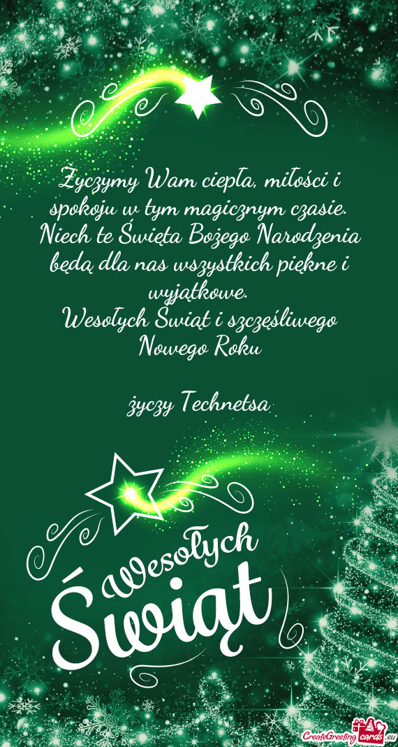 Wesołych Świąt i szczęśliwego Nowego Roku Technetsa