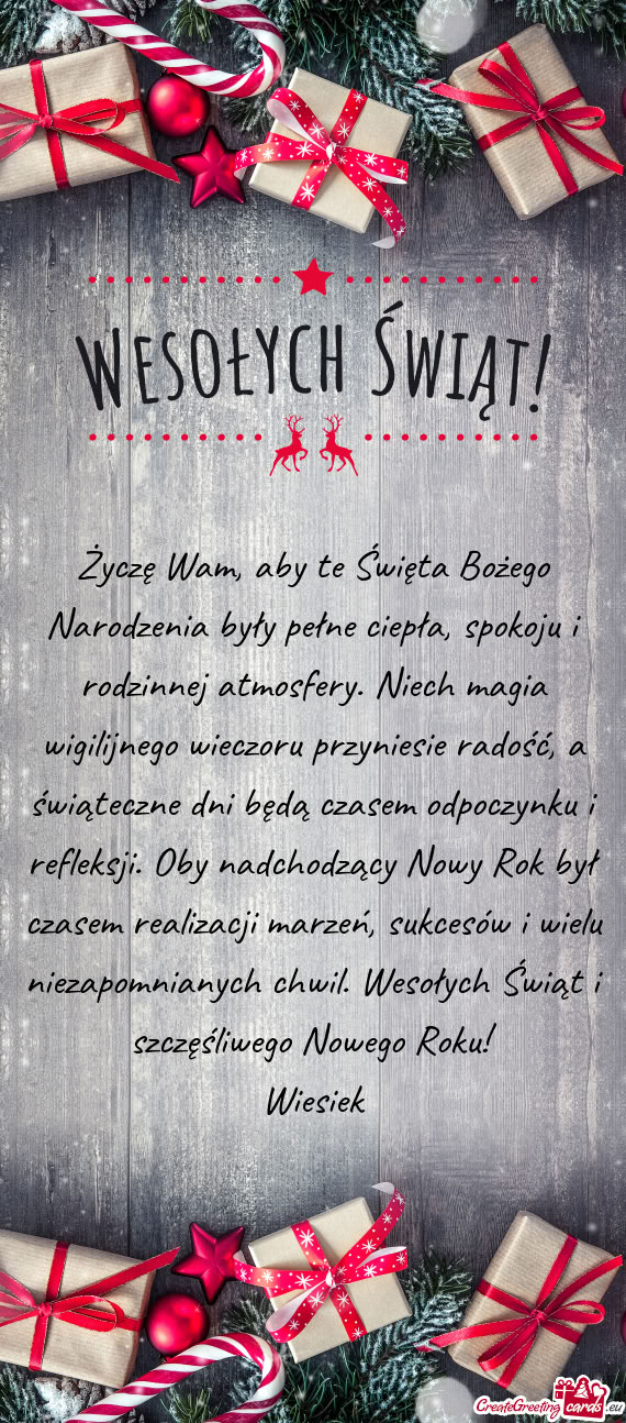 Wesołych Świąt i szczęśliwego Nowego Roku! Wiesiek