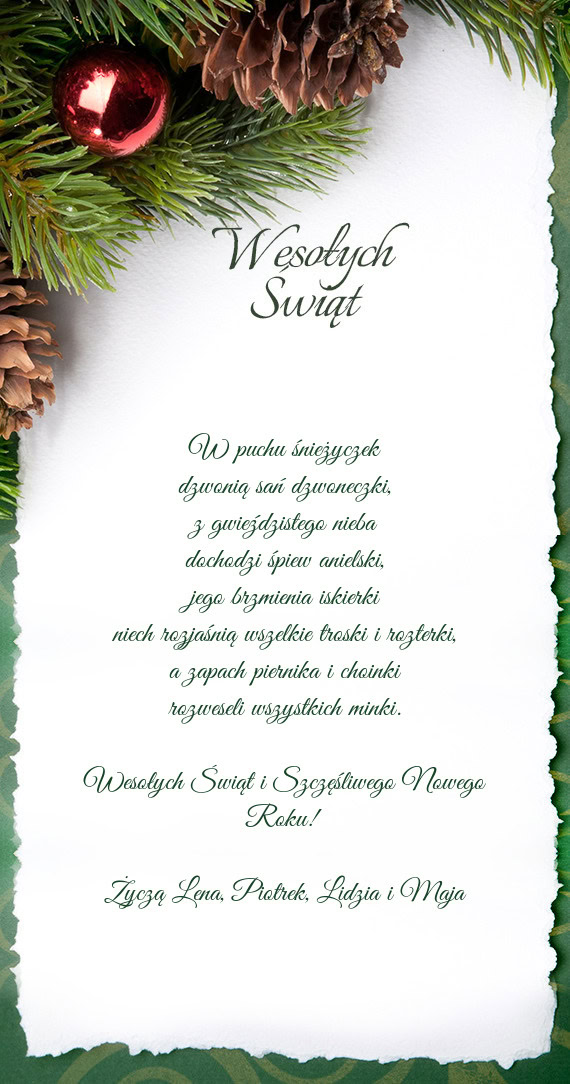 Wesołych Świąt i Szczęśliwego Nowego Roku!  Życzą Lena