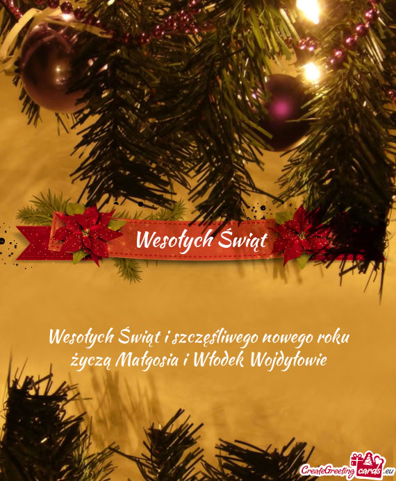 Wesołych Świąt i szczęśliwego nowego roku życzą Małgosia i Włodek