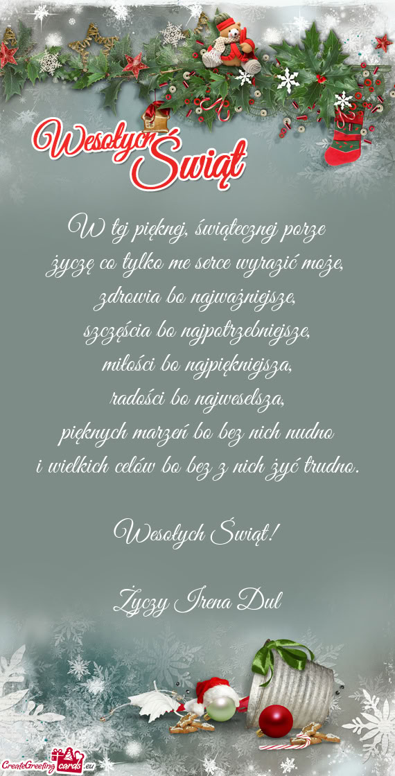 Wesołych Świąt! Irena Dul