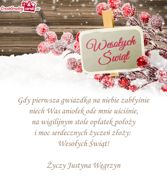Wesołych Świąt! Justyna Węgrzyn