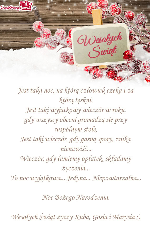 Wesołych Świąt Kuba, Gosia i Marysia ;)