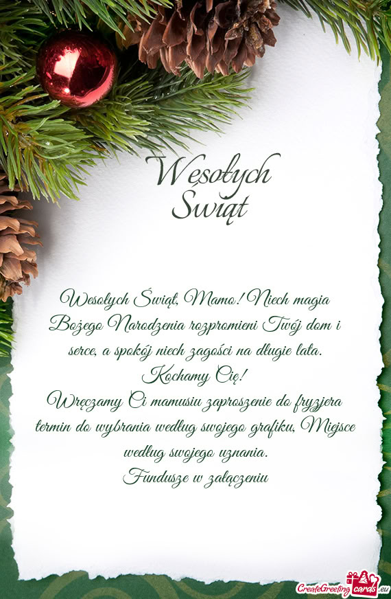 Wesołych Świąt, Mamo! Niech magia Bożego Narodzenia rozpromieni Twój dom i serce, a spokój nie