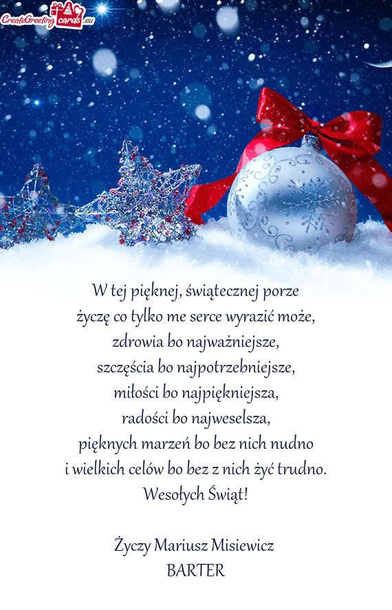 Wesołych Świąt! Mariusz Misiewicz BARTER