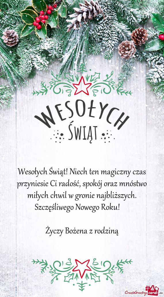 Wesołych Świąt! Niech ten magiczny czas przyniesie Ci radość, spokój oraz mnóstwo miłych chw