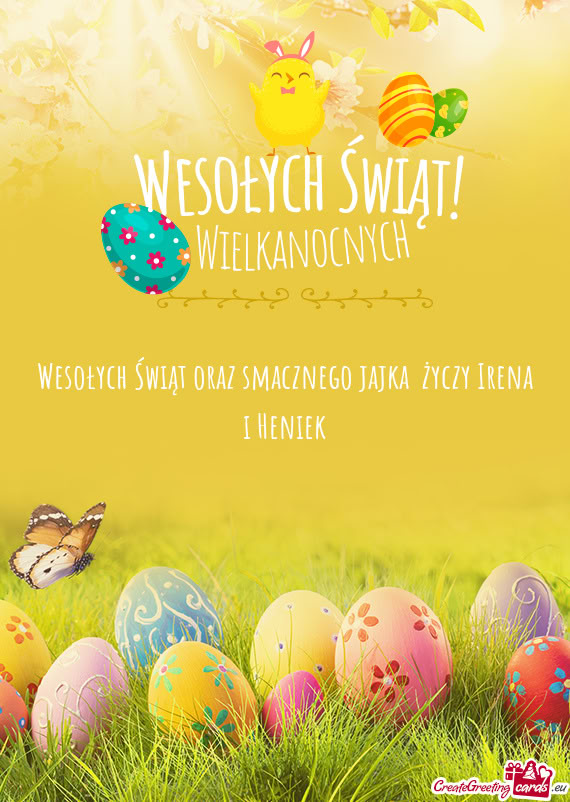 Wesołych Świąt oraz smacznego jajka  życzy Irena i Heniek