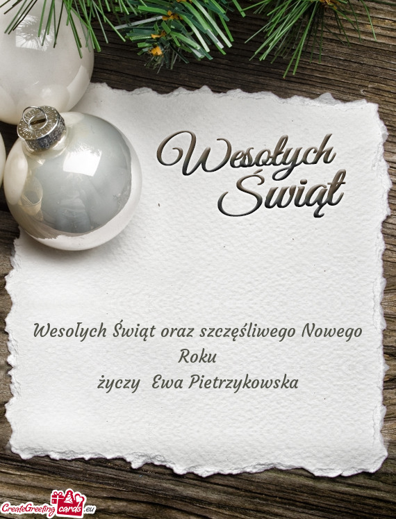 Wesołych Świąt oraz szczęśliwego Nowego Roku Ewa Pietrzykowska