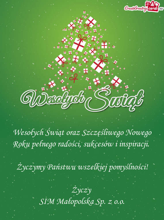 Wesołych Świąt oraz Szczęśliwego Nowego Roku pełnego radości, sukcesów i inspiracji