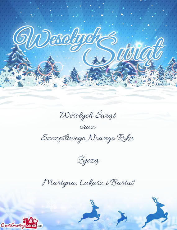 Wesołych Świąt   oraz   Szczęśliwego Nowego Roku     Życzą    Martyna,