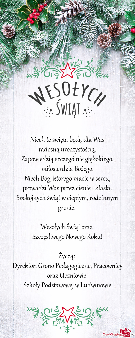 Wesołych Świąt oraz Szczęśliwego Nowego Roku! Życzą