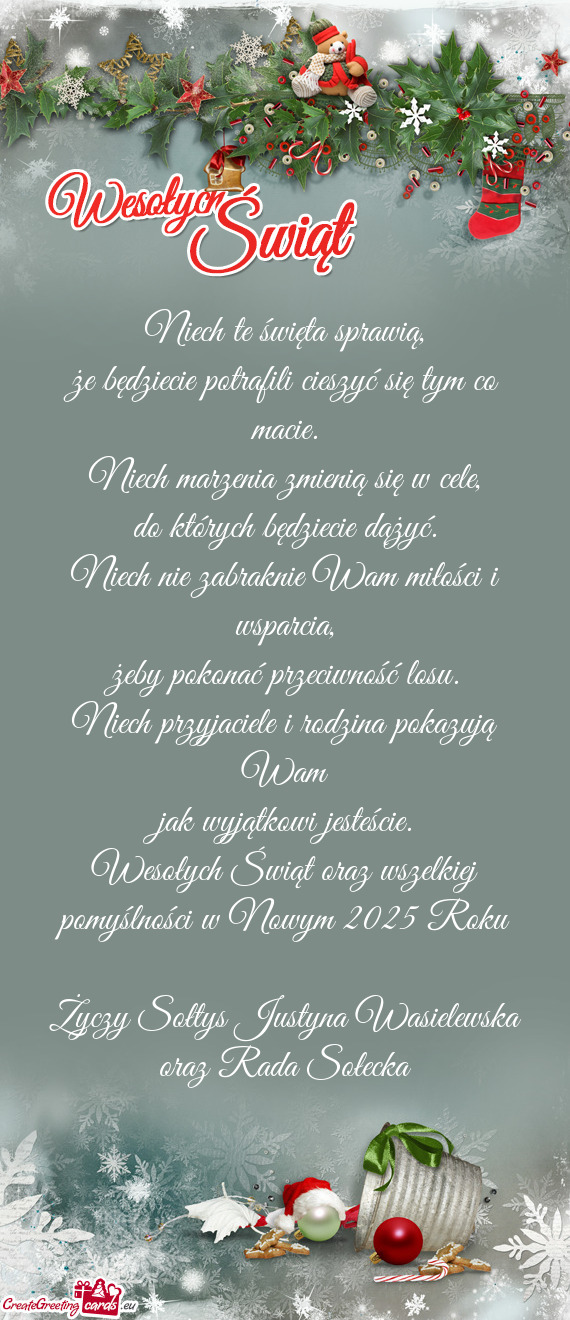 Wesołych Świąt oraz wszelkiej pomyślności w Nowym 2025 Roku