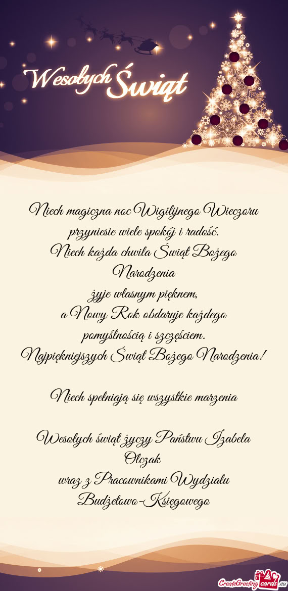 Wesołych świąt Państwu Izabela Olczak