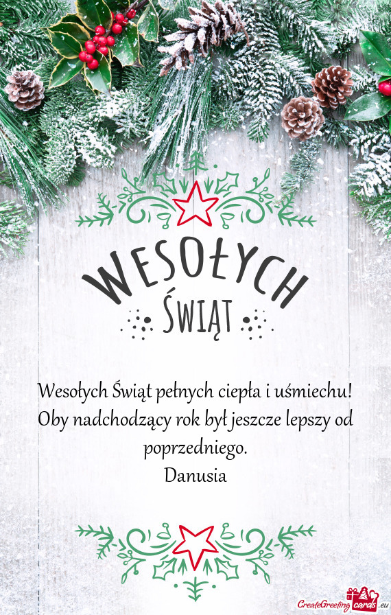 Wesołych Świąt pełnych ciepła i uśmiechu